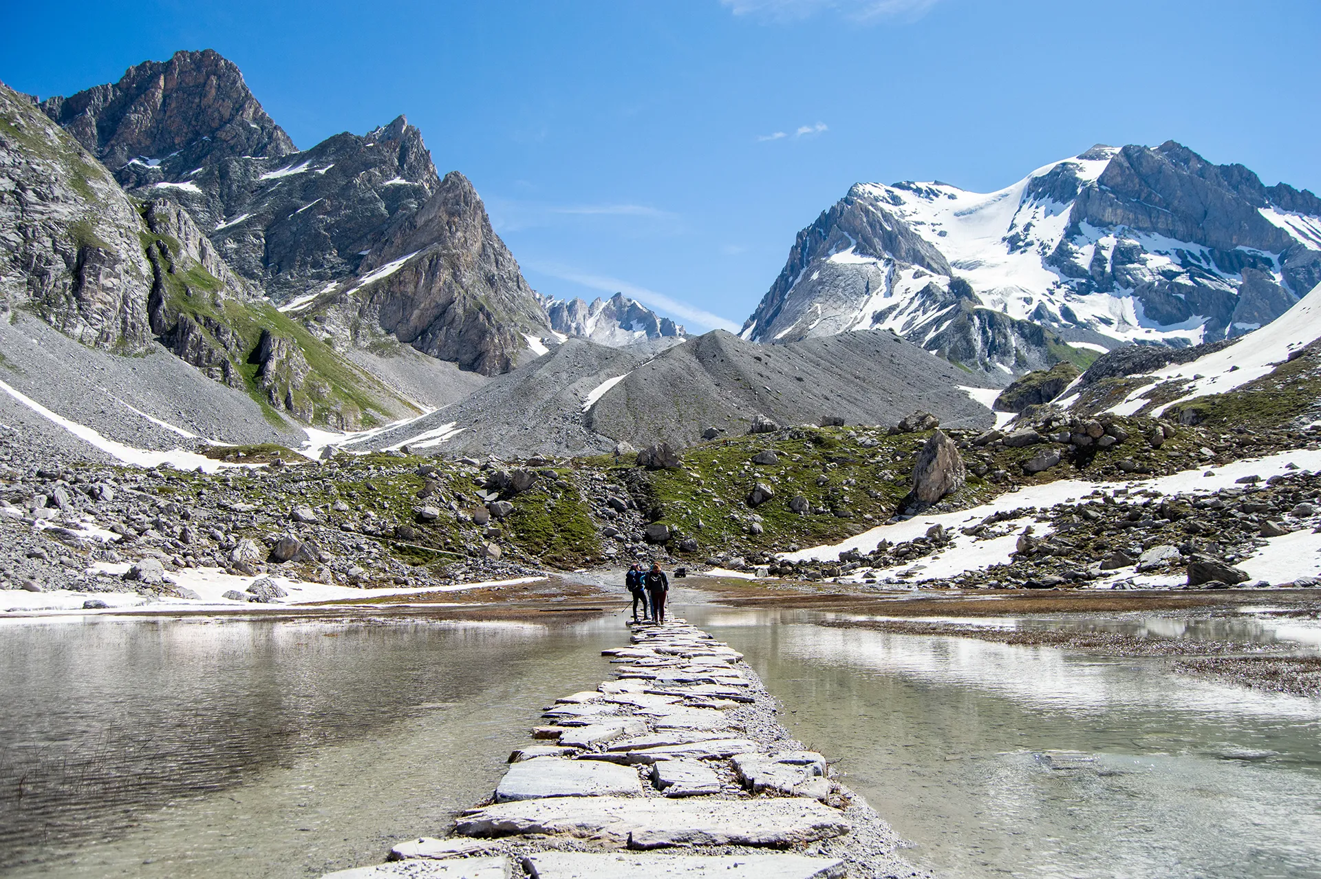 Hiking at Lac des Vaches in the Vanoise National Park, Pralognan, French Alps